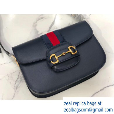 Gucci 1955 Horsebit Shoulder Bag 602204 Web Leather Blue 2019 - Click Image to Close