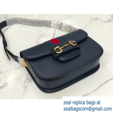 Gucci 1955 Horsebit Shoulder Bag 602204 Web Leather Blue 2019 - Click Image to Close