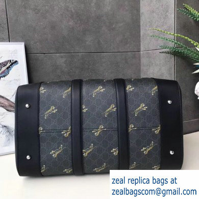 Gucci GG Black Carry-on Duffle Bag 474131 Tiger Print
