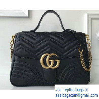Gucci GG Marmont Medium Top Handle Bag 498109 Black - Click Image to Close