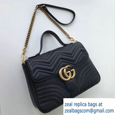 Gucci GG Marmont Medium Top Handle Bag 498109 Black