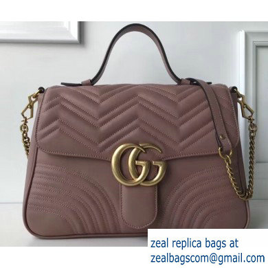 Gucci GG Marmont Medium Top Handle Bag 498109 Nude Pink