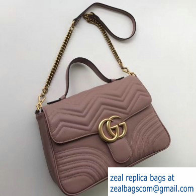 Gucci GG Marmont Medium Top Handle Bag 498109 Nude Pink - Click Image to Close