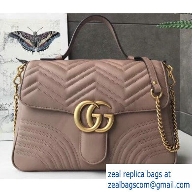 Gucci GG Marmont Medium Top Handle Bag 498109 Nude - Click Image to Close