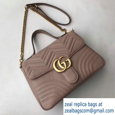 Gucci GG Marmont Medium Top Handle Bag 498109 Nude