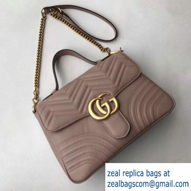 Gucci GG Marmont Medium Top Handle Bag 498109 Nude - Click Image to Close