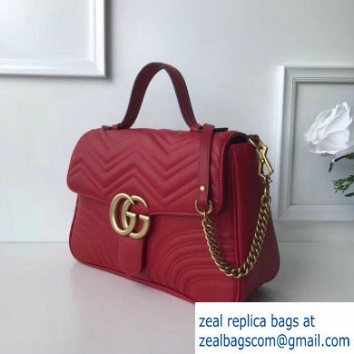 Gucci GG Marmont Medium Top Handle Bag 498109 Red