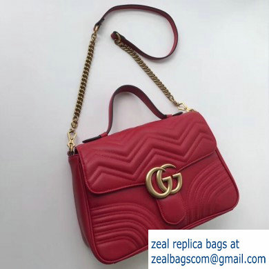 Gucci GG Marmont Medium Top Handle Bag 498109 Red