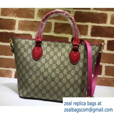 Gucci GG Supreme Canvas Small Tote Bag 432124 Red/Fuchsia - Click Image to Close