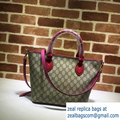 Gucci GG Supreme Canvas Small Tote Bag 432124 Red/Fuchsia - Click Image to Close