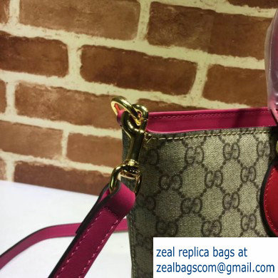 Gucci GG Supreme Canvas Small Tote Bag 432124 Red/Fuchsia - Click Image to Close