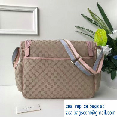 Gucci GG Supreme Diaper Bag 123326 Beige/Pink - Click Image to Close