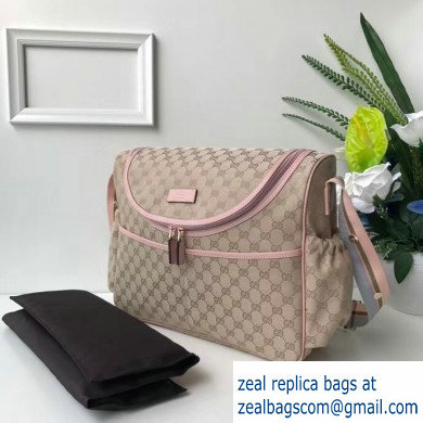 Gucci GG Supreme Diaper Bag 123326 Beige/Pink - Click Image to Close