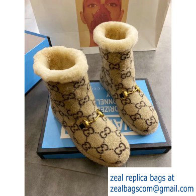 Gucci GG Wool Ankle Boots Beige 2019