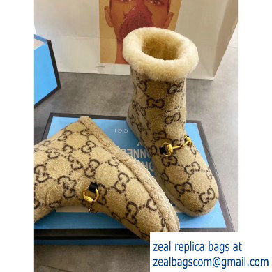 Gucci GG Wool Ankle Boots Beige 2019