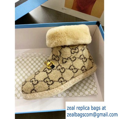 Gucci GG Wool Ankle Boots Beige 2019