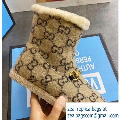 Gucci GG Wool Ankle Boots Beige 2019