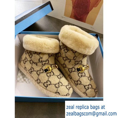 Gucci GG Wool Ankle Boots Beige 2019