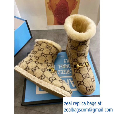 Gucci GG Wool Ankle Boots Beige 2019