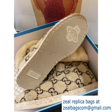 Gucci GG Wool Ankle Boots Beige 2019