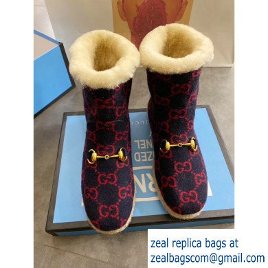 Gucci GG Wool Ankle Boots Dark Blue 2019 - Click Image to Close