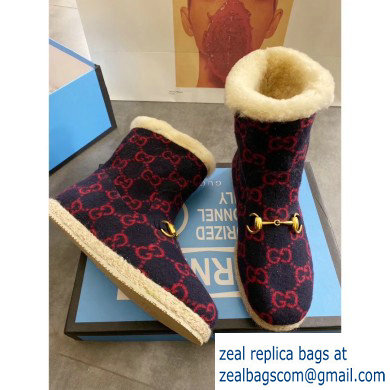 Gucci GG Wool Ankle Boots Dark Blue 2019