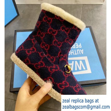 Gucci GG Wool Ankle Boots Dark Blue 2019 - Click Image to Close