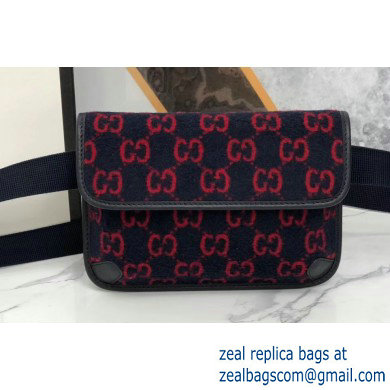 Gucci GG Wool Belt Bag 598181 Dark Blue 2019 - Click Image to Close