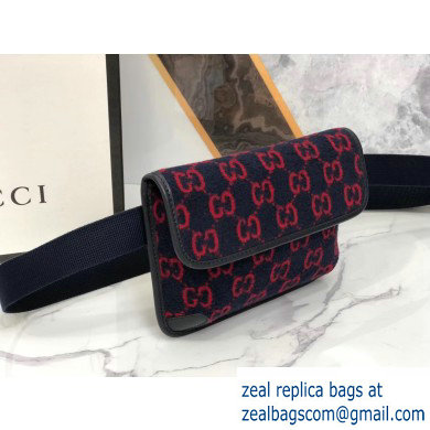 Gucci GG Wool Belt Bag 598181 Dark Blue 2019 - Click Image to Close