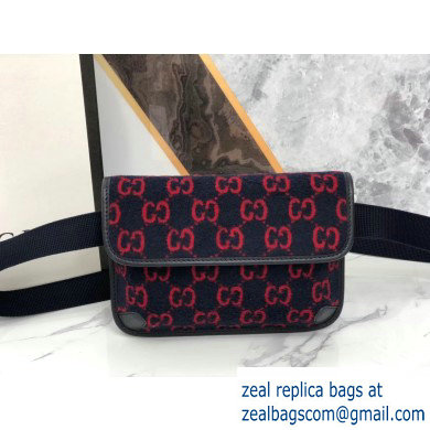Gucci GG Wool Belt Bag 598181 Dark Blue 2019 - Click Image to Close