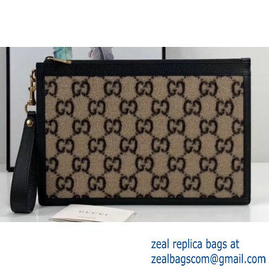 Gucci GG Wool Pouch Clutch Bag 597627 Beige 2019 - Click Image to Close