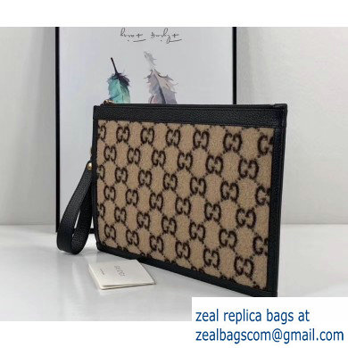 Gucci GG Wool Pouch Clutch Bag 597627 Beige 2019 - Click Image to Close