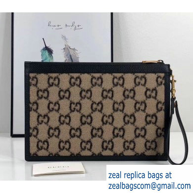 Gucci GG Wool Pouch Clutch Bag 597627 Beige 2019 - Click Image to Close
