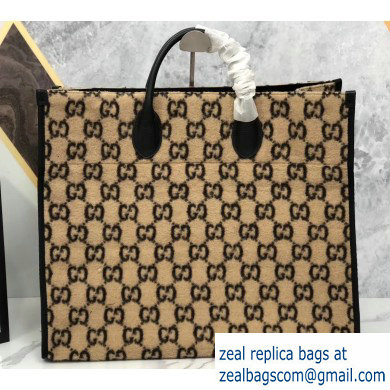 Gucci GG Wool Tote Bag 598169 Beige 2019 - Click Image to Close