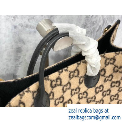 Gucci GG Wool Tote Bag 598169 Beige 2019 - Click Image to Close