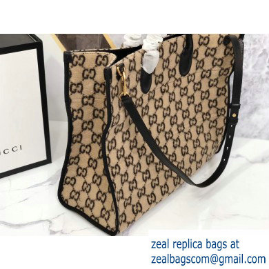 Gucci GG Wool Tote Bag 598169 Beige 2019