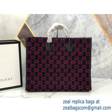 Gucci GG Wool Tote Bag 598169 Dark Blue 2019