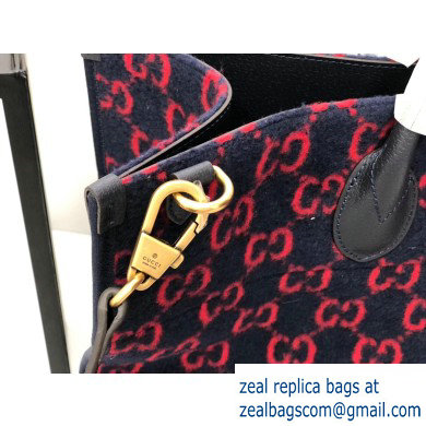 Gucci GG Wool Tote Bag 598169 Dark Blue 2019 - Click Image to Close