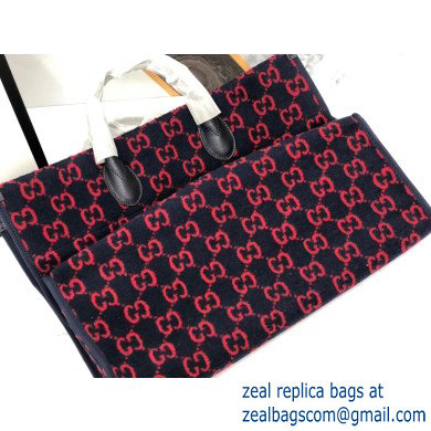 Gucci GG Wool Tote Bag 598169 Dark Blue 2019