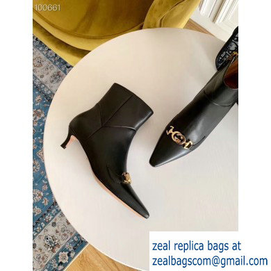 Gucci Heel 4.5cm Zumi Leather Low-Heel Ankle Boots 577157 Black 2019 - Click Image to Close