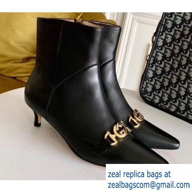 Gucci Heel 4.5cm Zumi Leather Low-Heel Ankle Boots 577157 Black 2019 - Click Image to Close