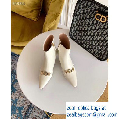 Gucci Heel 4.5cm Zumi Leather Low-Heel Ankle Boots 577157 White 2019