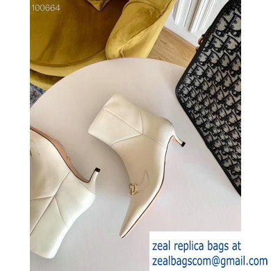 Gucci Heel 4.5cm Zumi Leather Low-Heel Ankle Boots 577157 White 2019