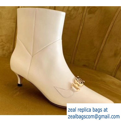 Gucci Heel 4.5cm Zumi Leather Low-Heel Ankle Boots 577157 White 2019