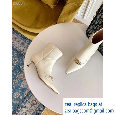 Gucci Heel 4.5cm Zumi Leather Low-Heel Ankle Boots 577157 White 2019 - Click Image to Close