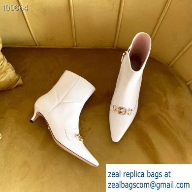 Gucci Heel 4.5cm Zumi Leather Low-Heel Ankle Boots 577157 White 2019