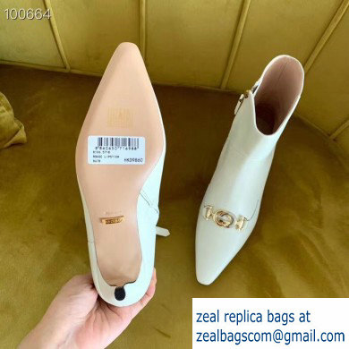 Gucci Heel 4.5cm Zumi Leather Low-Heel Ankle Boots 577157 White 2019 - Click Image to Close