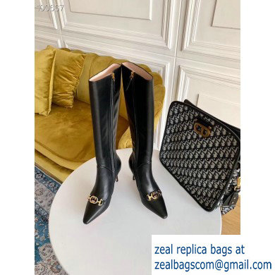 Gucci Heel 7.5cm Zumi Leather Knee Boots 575875 Black 2019