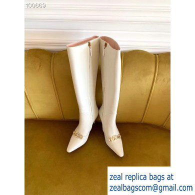 Gucci Heel 7.5cm Zumi Leather Knee Boots 575875 White 2019 - Click Image to Close