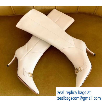 Gucci Heel 7.5cm Zumi Leather Knee Boots 575875 White 2019 - Click Image to Close